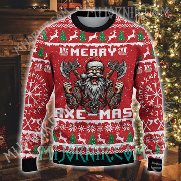 Merry Axe-Mas Viking Christmas Sweater -