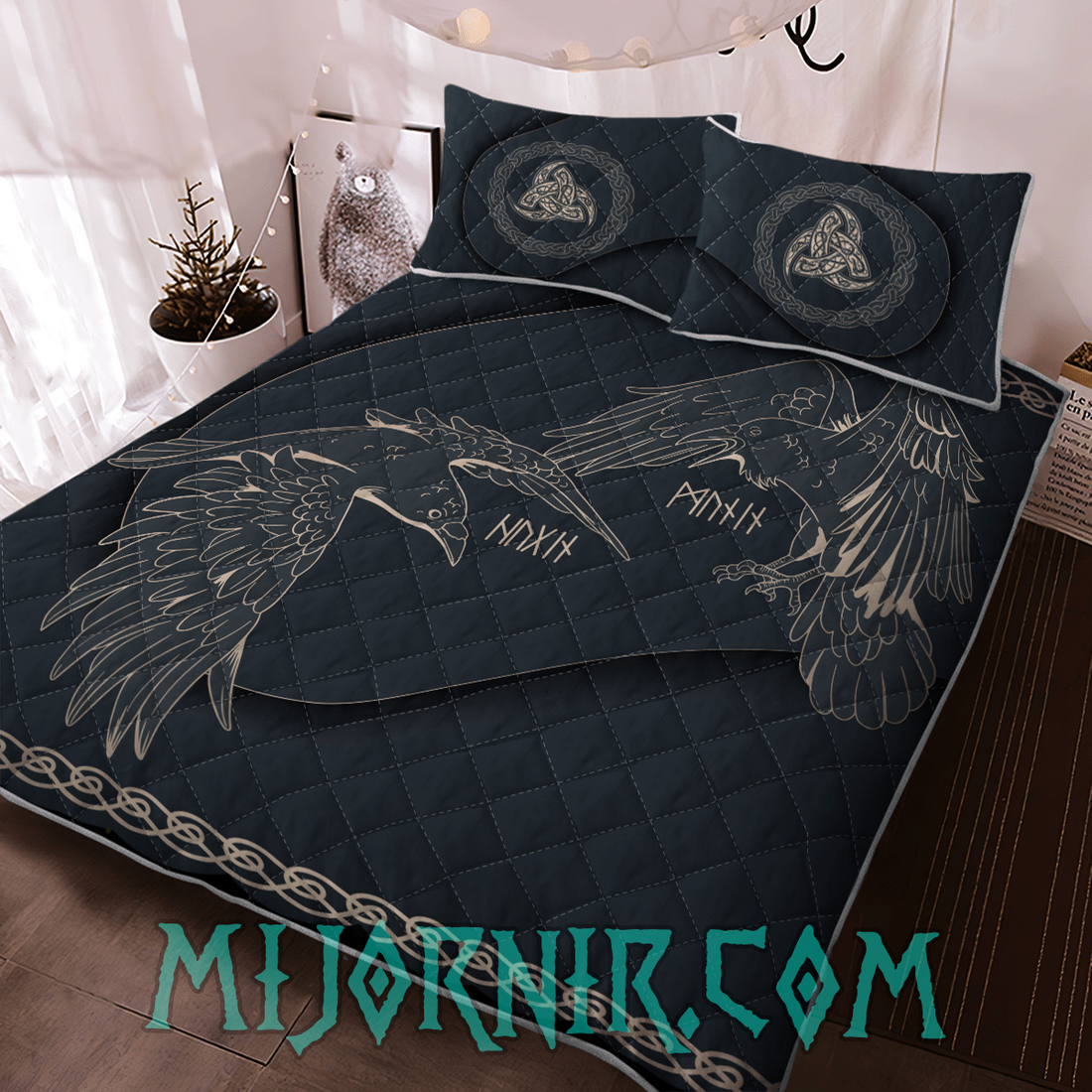 Odin's Raven Rune - Viking Quilt Set