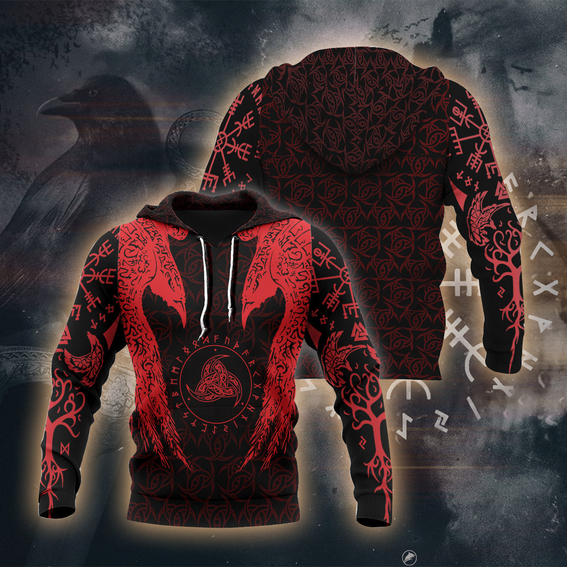 Fiery Rune Serpent 3D Printed T-shirt - Long Sleeves - Hoodie - Zip Hoodie