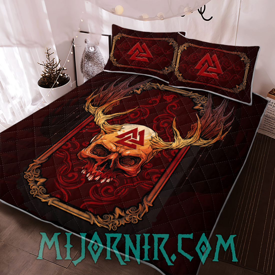 Abstract Red Skull - Viking Quilt Set