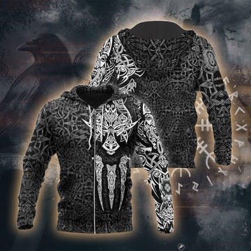 Odin's Shamanic Mask 3D Printed T-shirt - Long Sleeves - Hoodie - Zip Hoodie