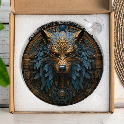 Fenrir’s Gaze - Viking Stained Glass Hanging Ornament