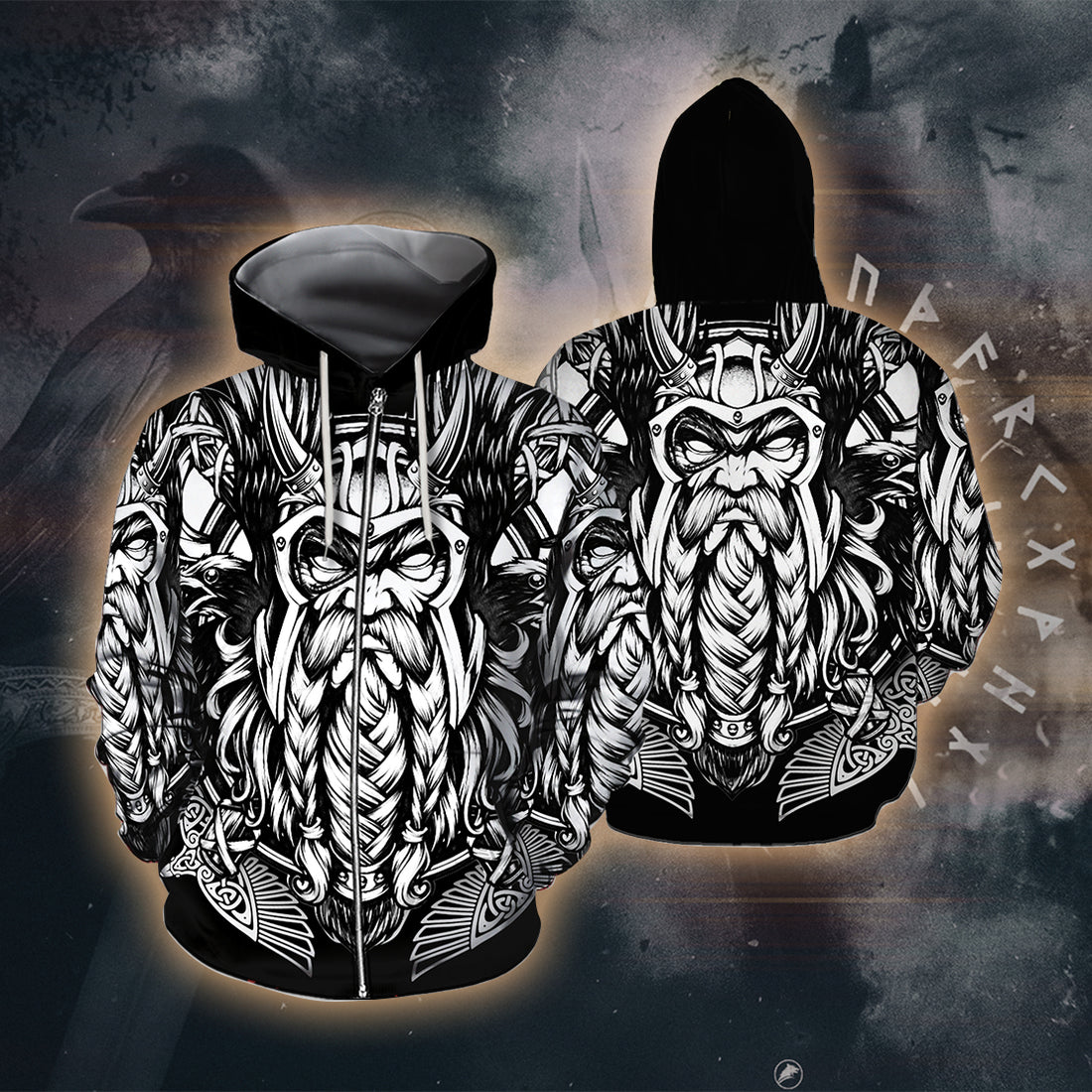 Viking Warrior Spirit 3D Printed T-shirt - Long Sleeves - Hoodie - Zip Hoodie