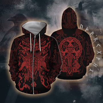 Viking Dragon Lore 3D Printed T-shirt - Long Sleeves - Hoodie - Zip Hoodie