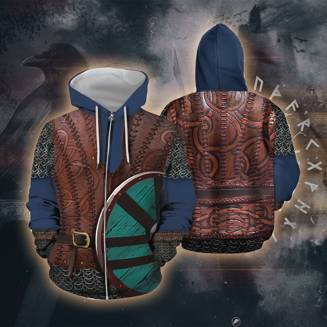 Viking Warrior Armor 3D Printed T-shirt - Long Sleeves - Hoodie - Zip Hoodie