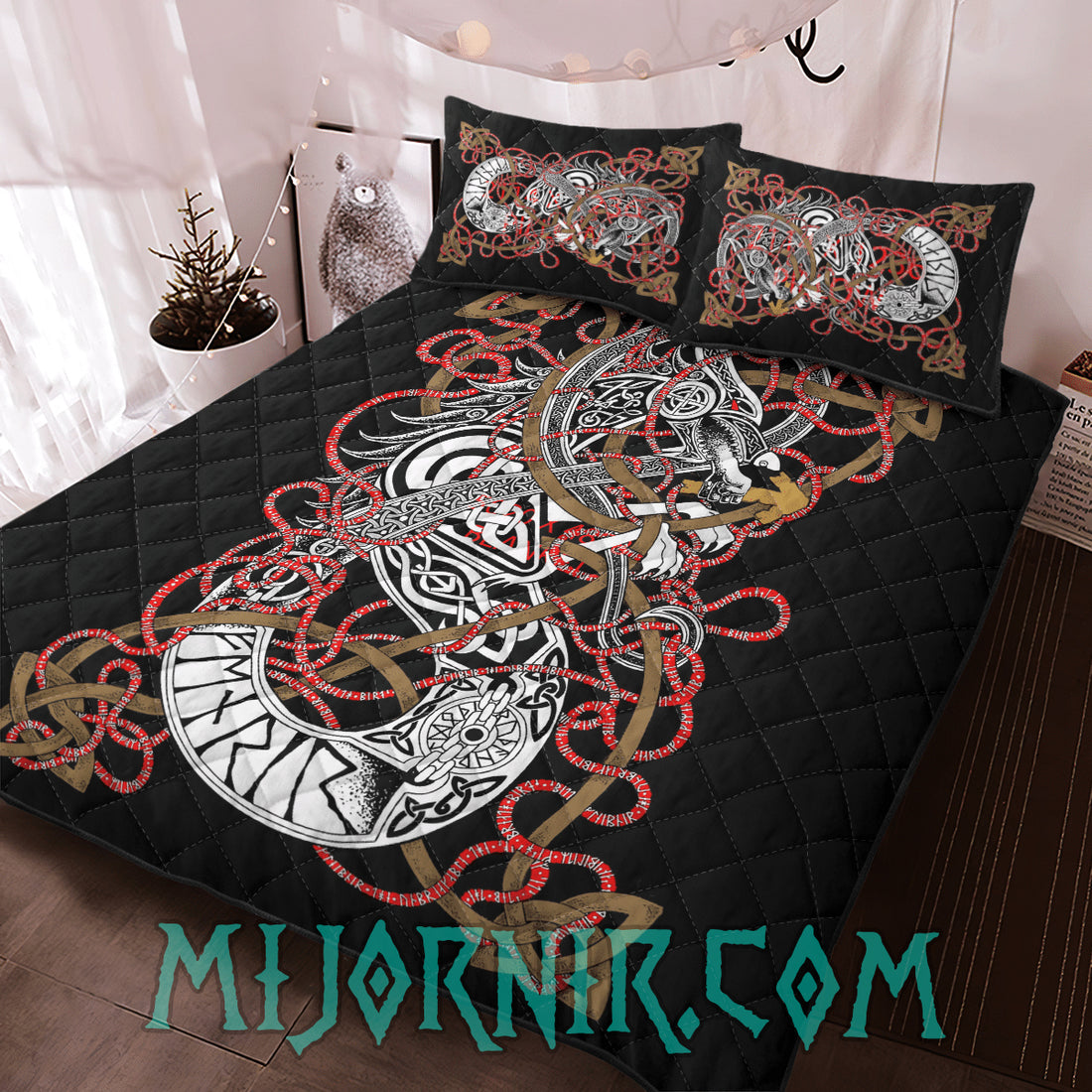 Viking Knotwork Wolf - Viking Quilt Set