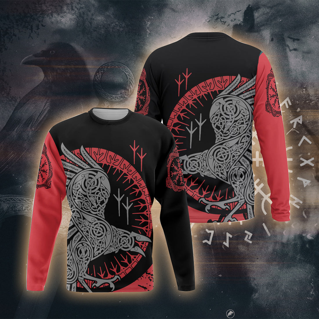 Runic Warrior’s Crest 3D Printed T-shirt - Long Sleeves - Hoodie - Zip Hoodie