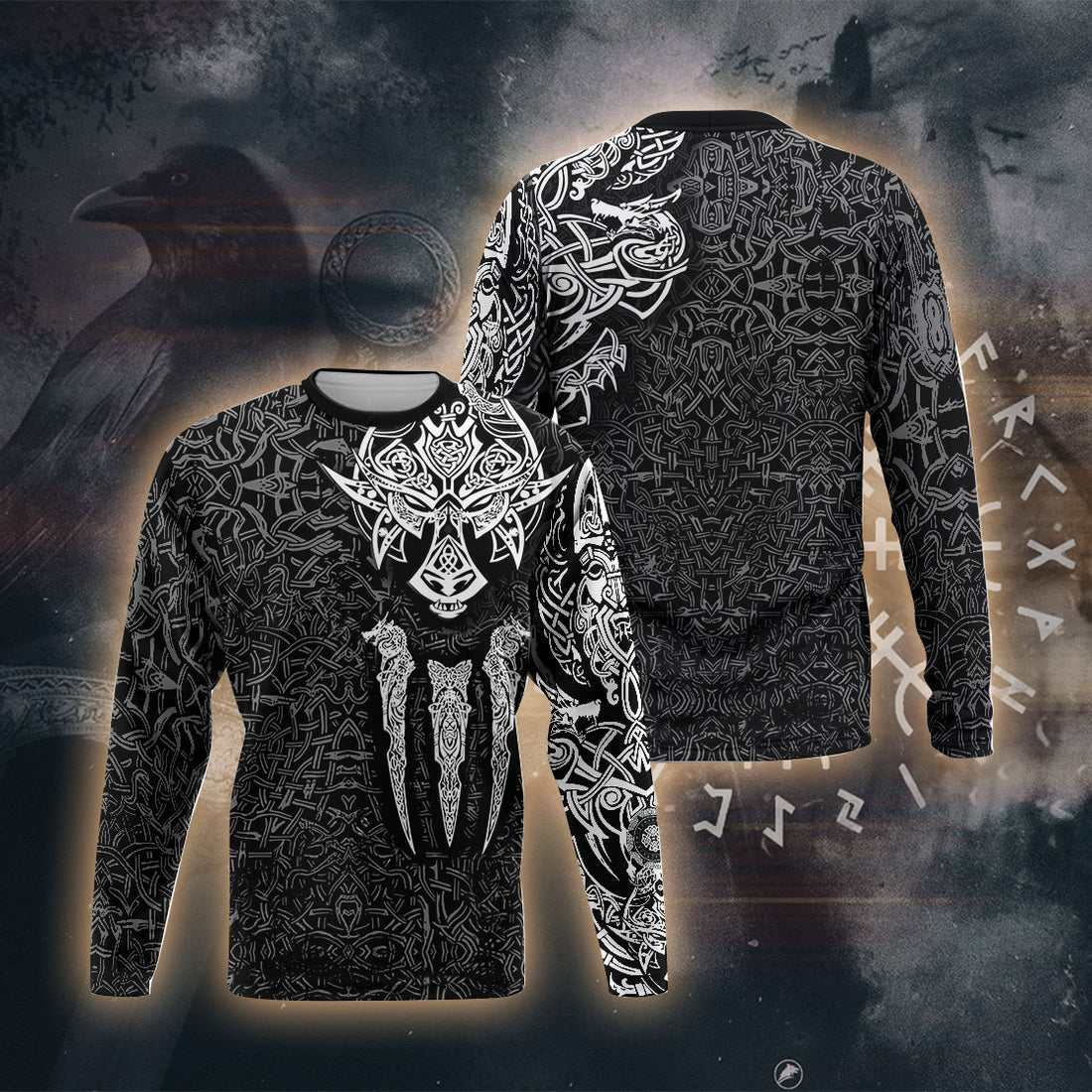 Odin's Shamanic Mask 3D Printed T-shirt - Long Sleeves - Hoodie - Zip Hoodie