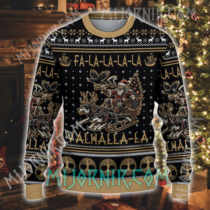 Viking Warrior Sleigh Ride Viking Christmas Sweater - Valhalla Christmas Adventure