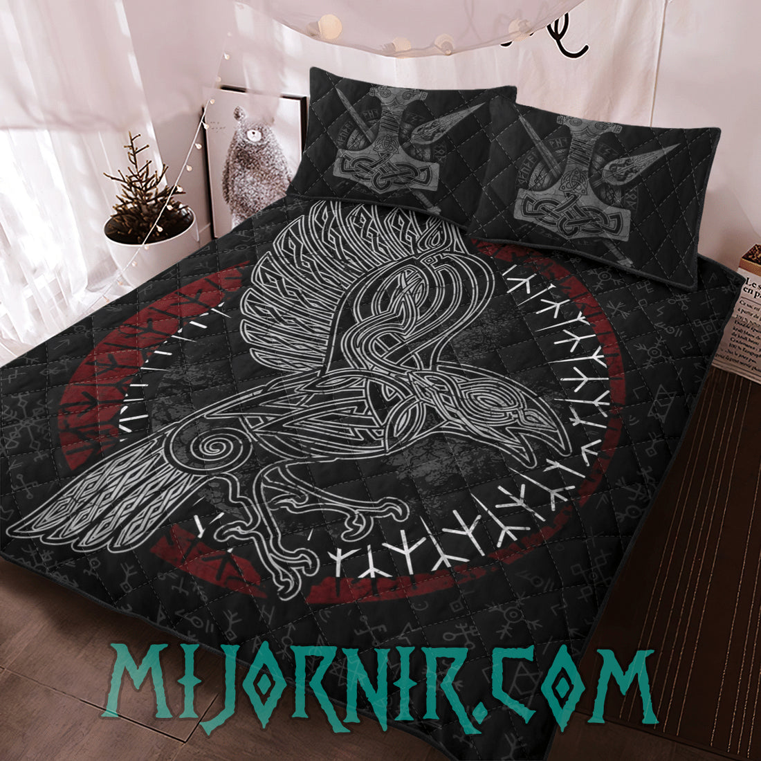 Valknut Raven Guardian - Viking Quilt Set