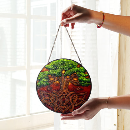 Celtic Yggdrasil - Viking Stained Glass Hanging Ornament