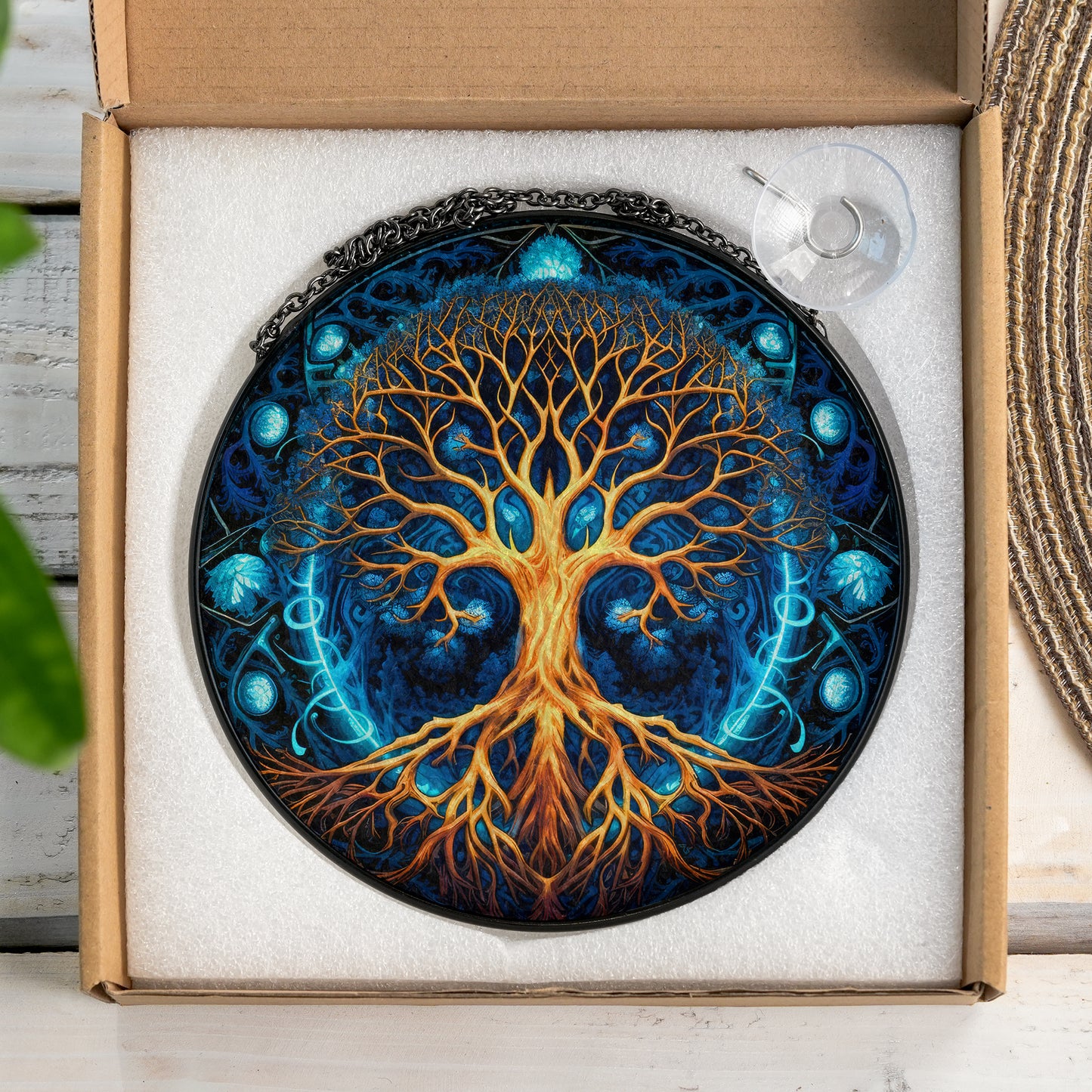 Cosmic Yggdrasil - Viking Stained Glass Hanging Ornament