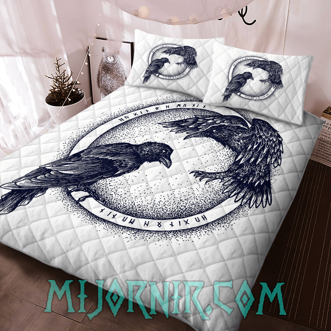 Huginn and Muninn Raven - Viking Quilt Set