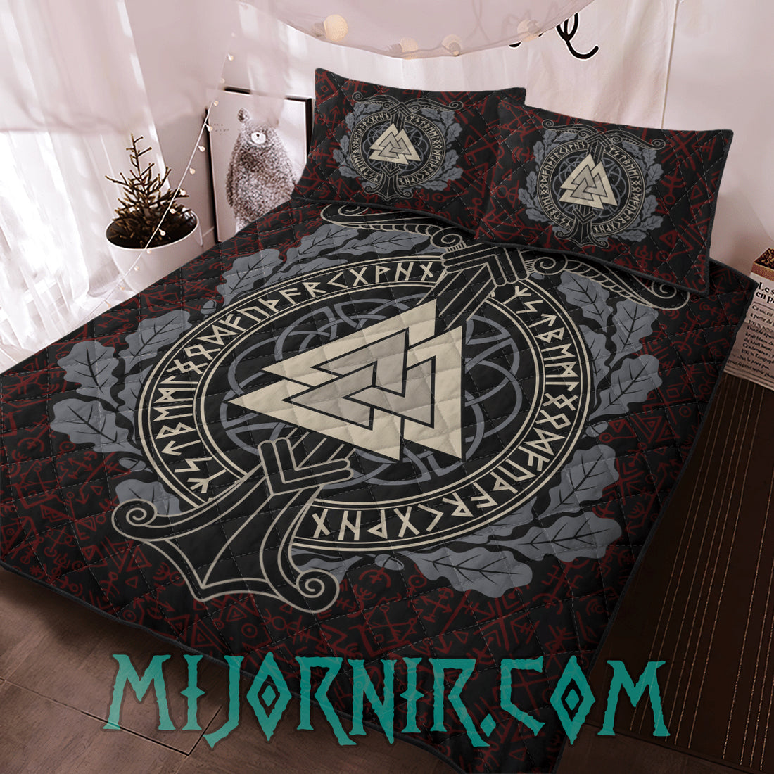 Valknut Emblem - Viking Quilt Set