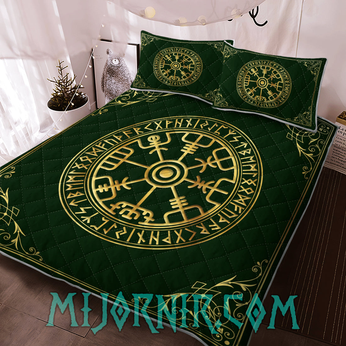 Golden Vegvisir - Viking Quilt Set