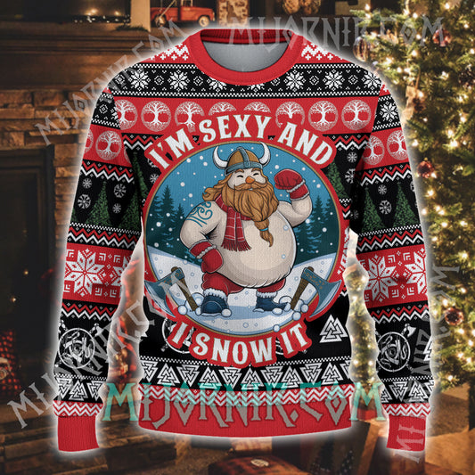 Frosty Viking Warrior  - Viking Ugly Christmas Sweater