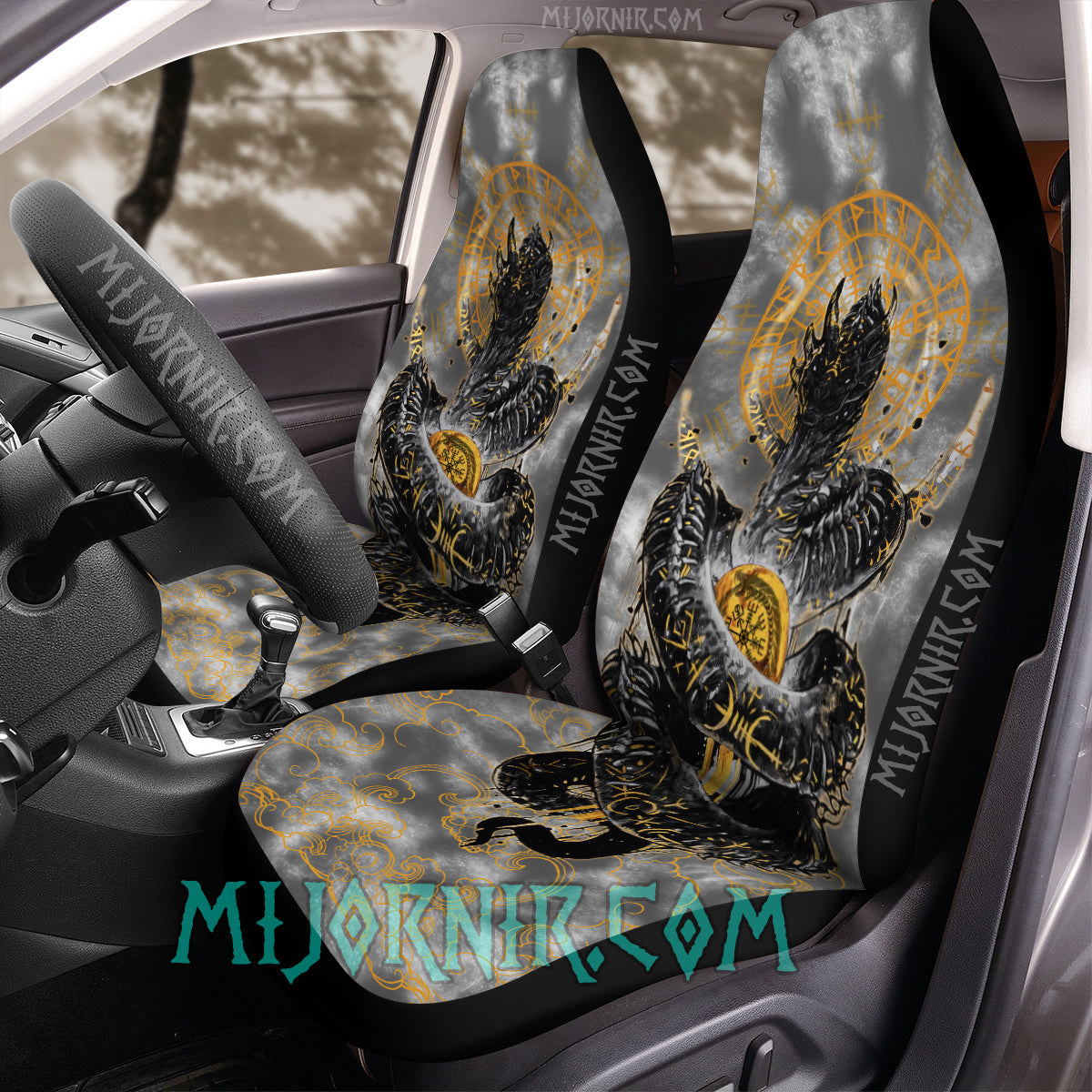 Golden Jormungandr - Viking Car Seat Cover