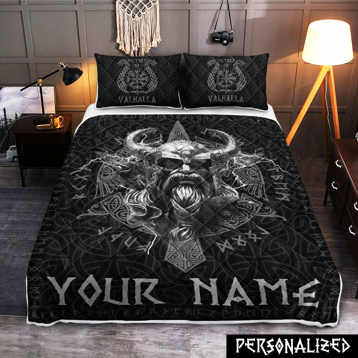 Mijonir Personalized Viking Warrior Bedding Set