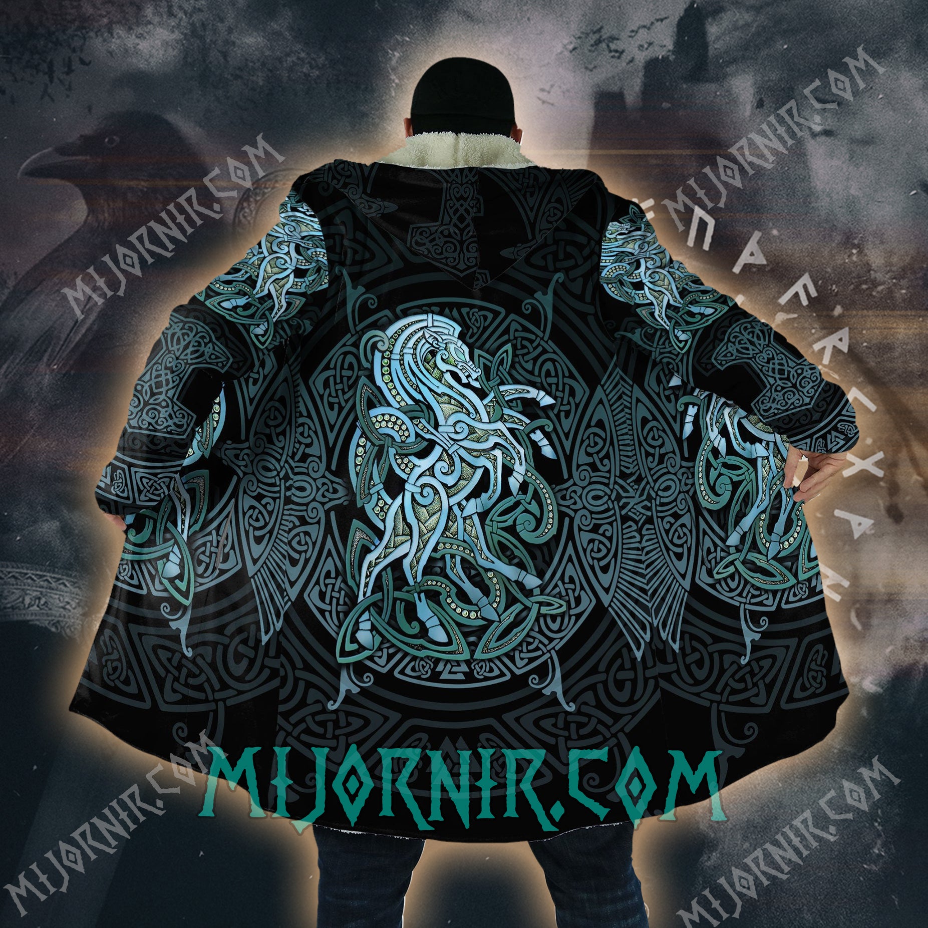 Guardian of the Nordic Dragon - Viking Hooded Cloak