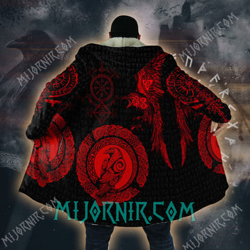 Crimson Ravens of Valhalla - Viking Hooded Cloak