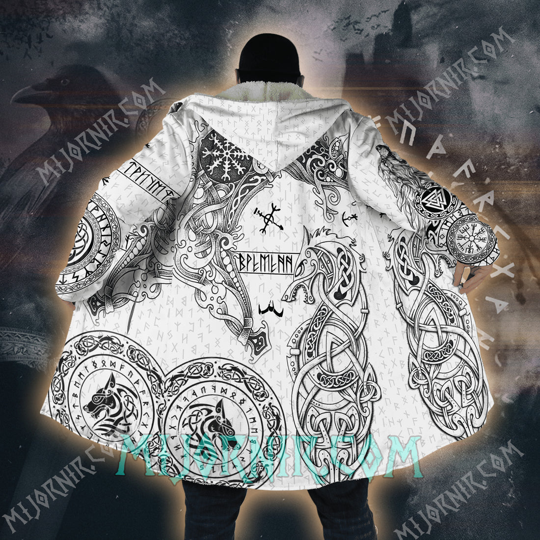 Odin's Runic Stallion - Viking Hooded Cloak