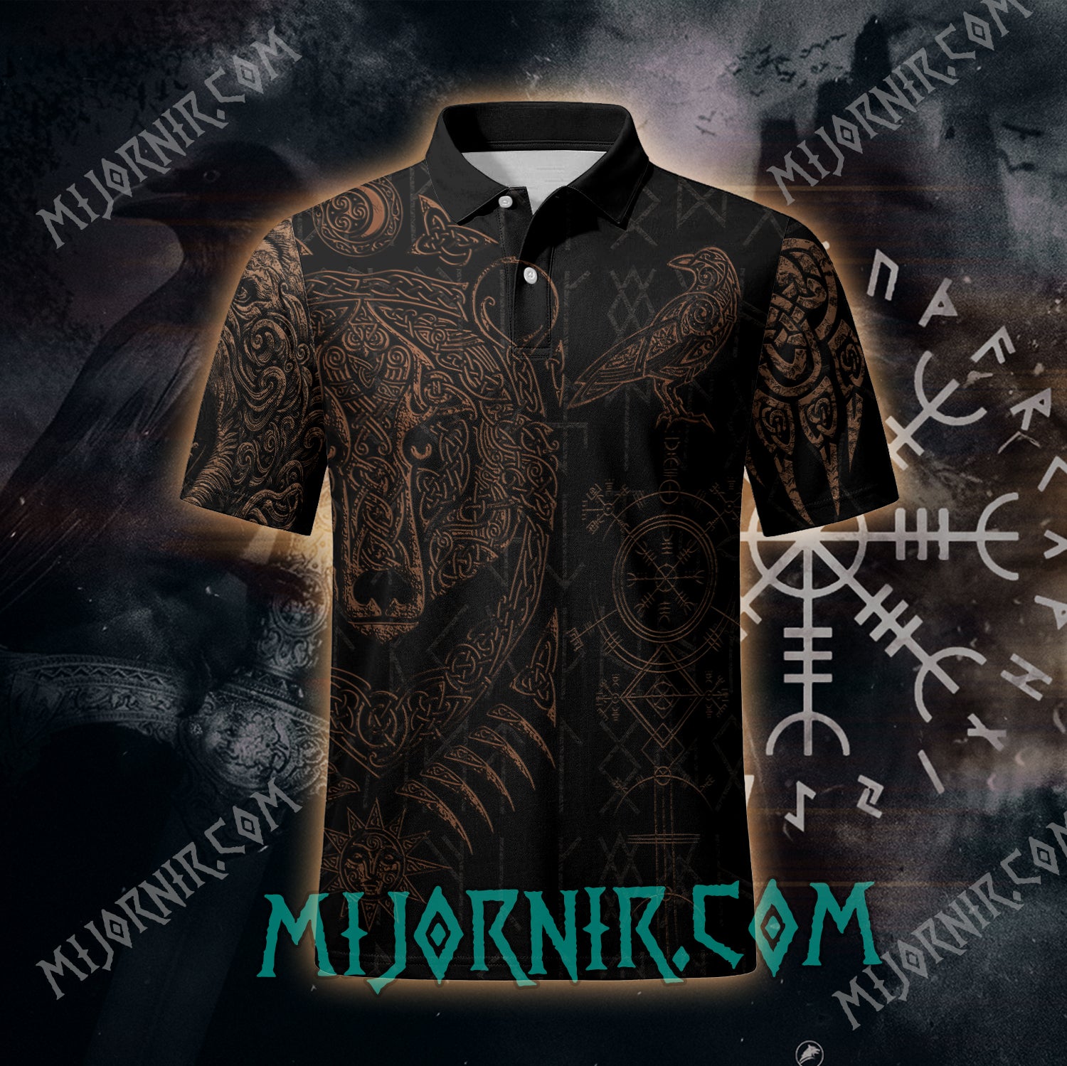 Norse Raven Viking Polo Shirt - All-Over Print Casual Wear