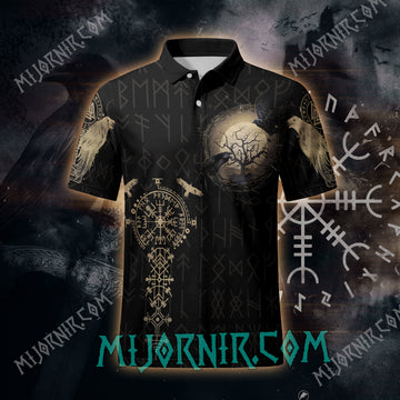 Viking Raven Rune Nordic Mythology Polo Shirt