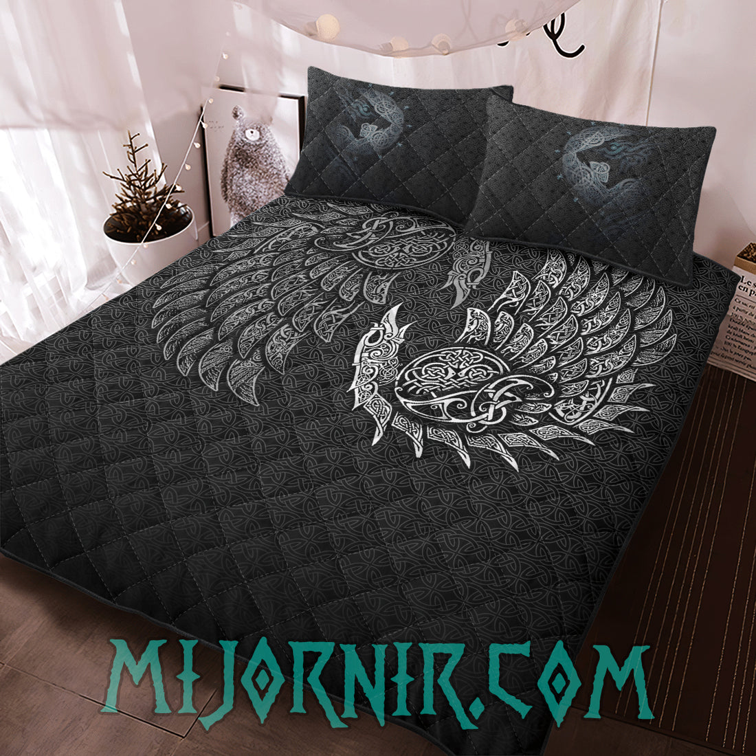 Huginn And Muninn Celtic - Viking Quilt Set