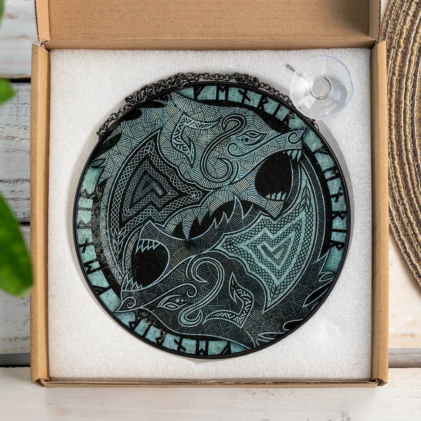 Fenrir’s Fury - Viking Stained Glass Hanging Ornament