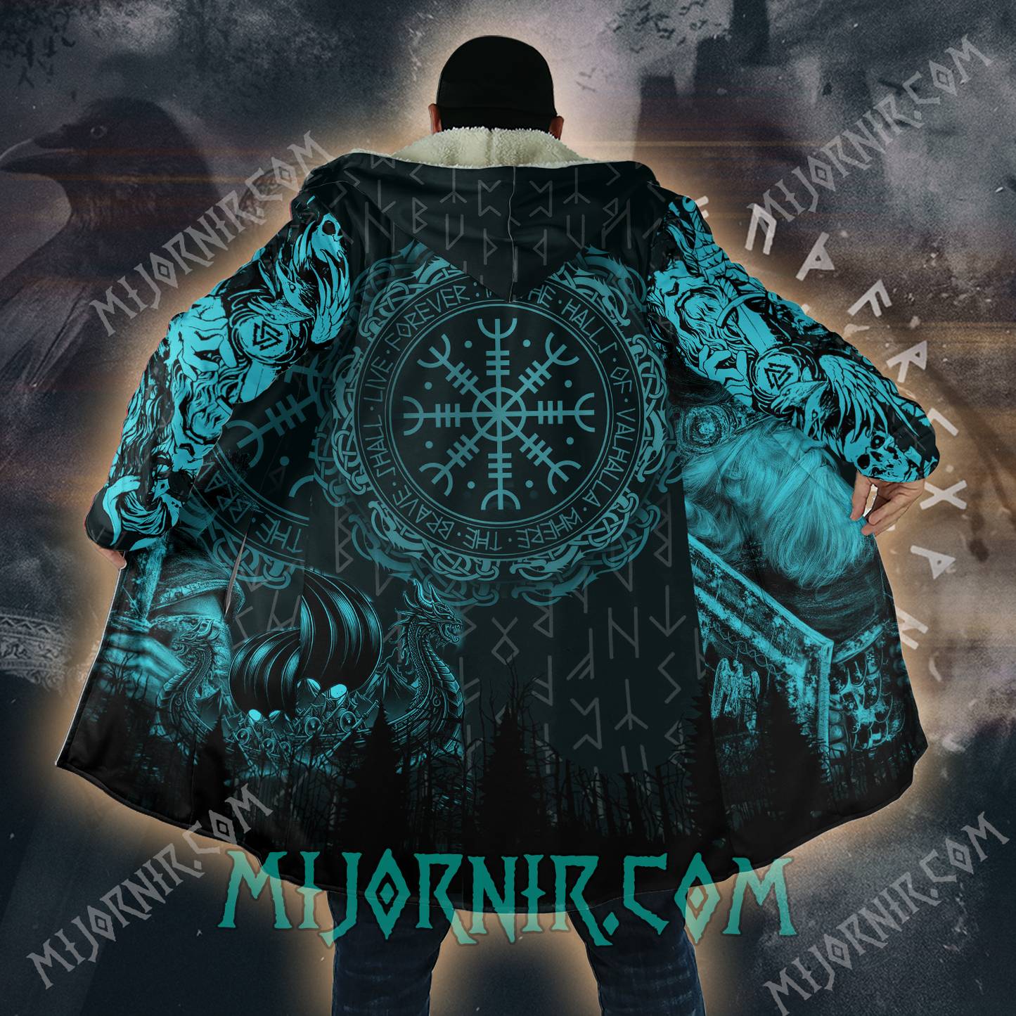 Helm of Awe & Valhalla Calling - Viking Hooded Cloak