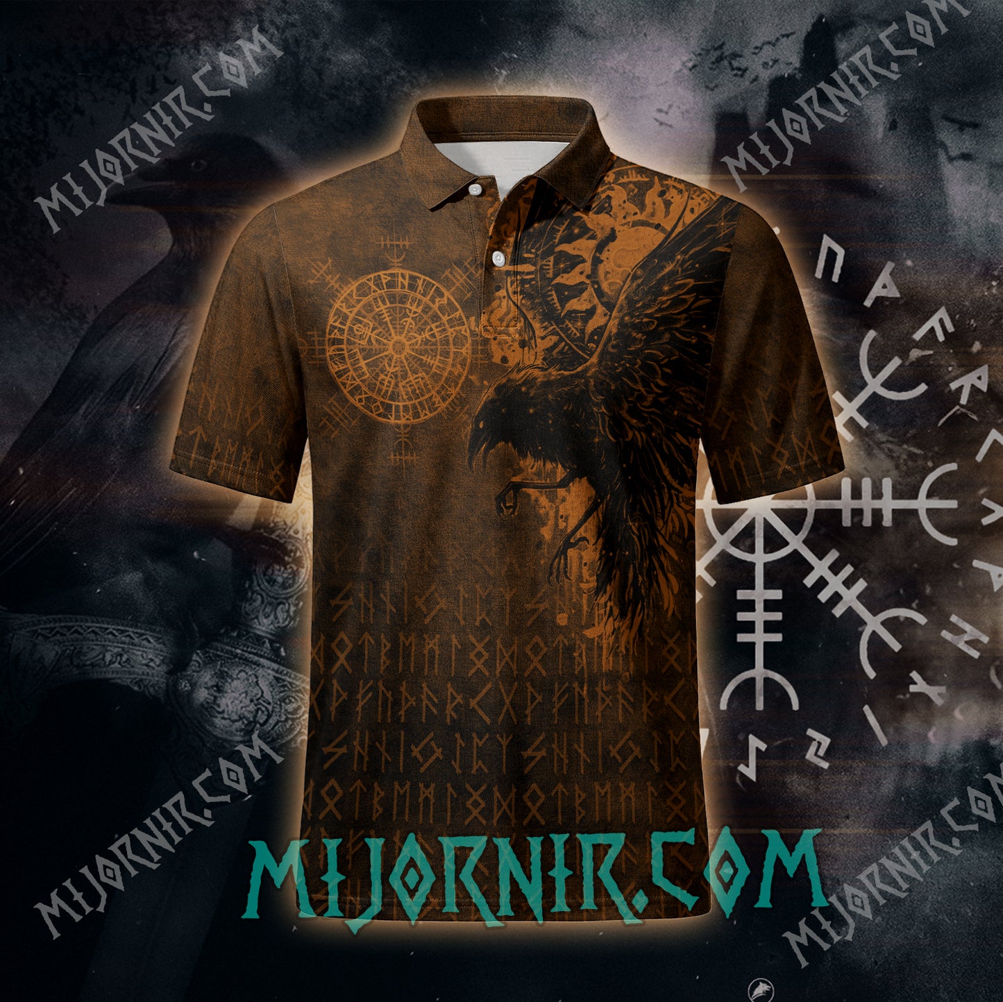 Odin's Raven Ancient Runes Polo shirt