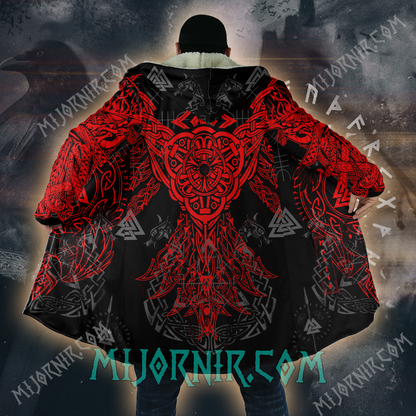 Odin's Raven Guardian - Viking Hooded Cloak