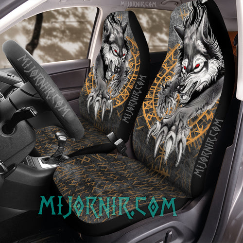 Black Fenrir's Fury - Viking Car Seat Cover