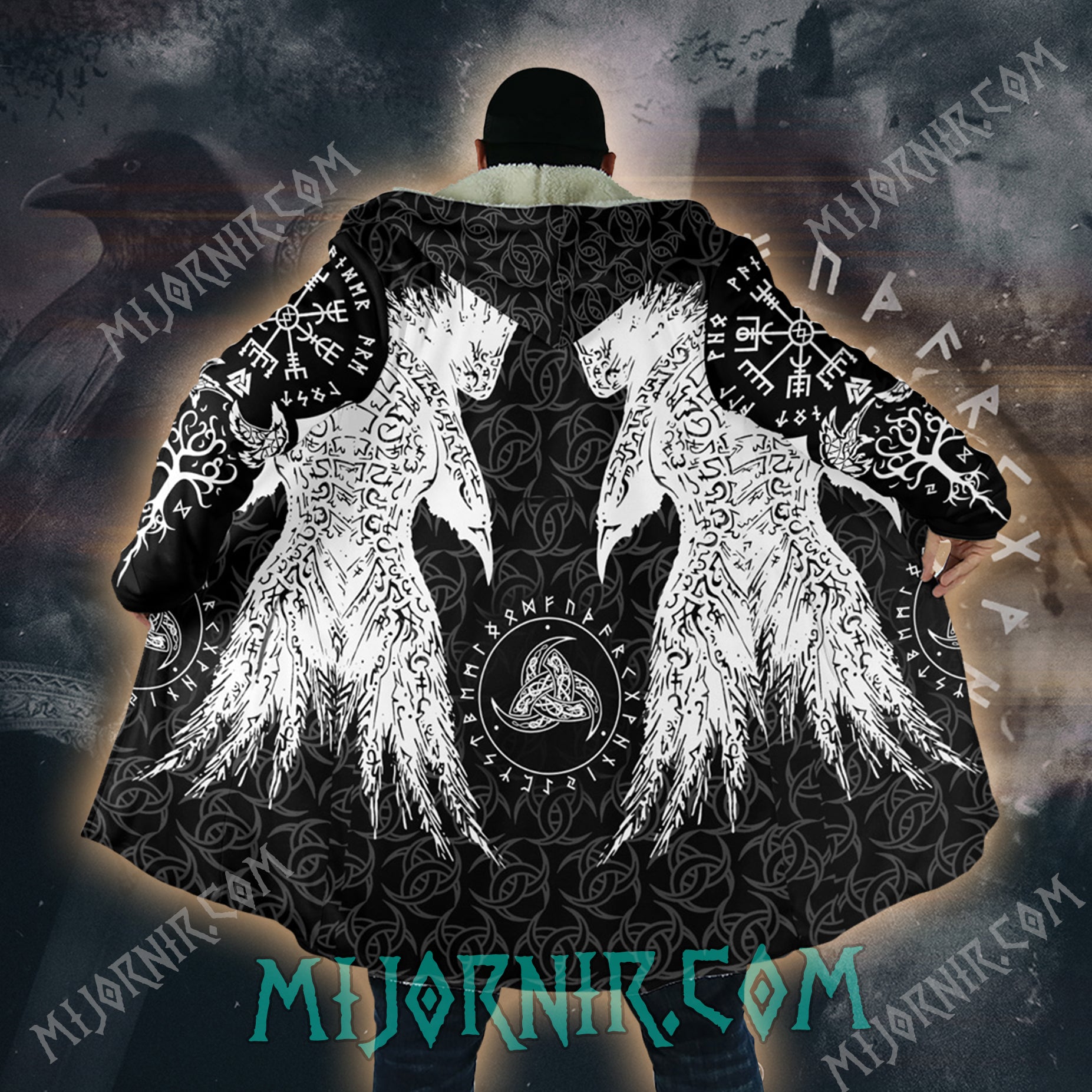 Huginn And Muninn - Viking Hooded Cloak