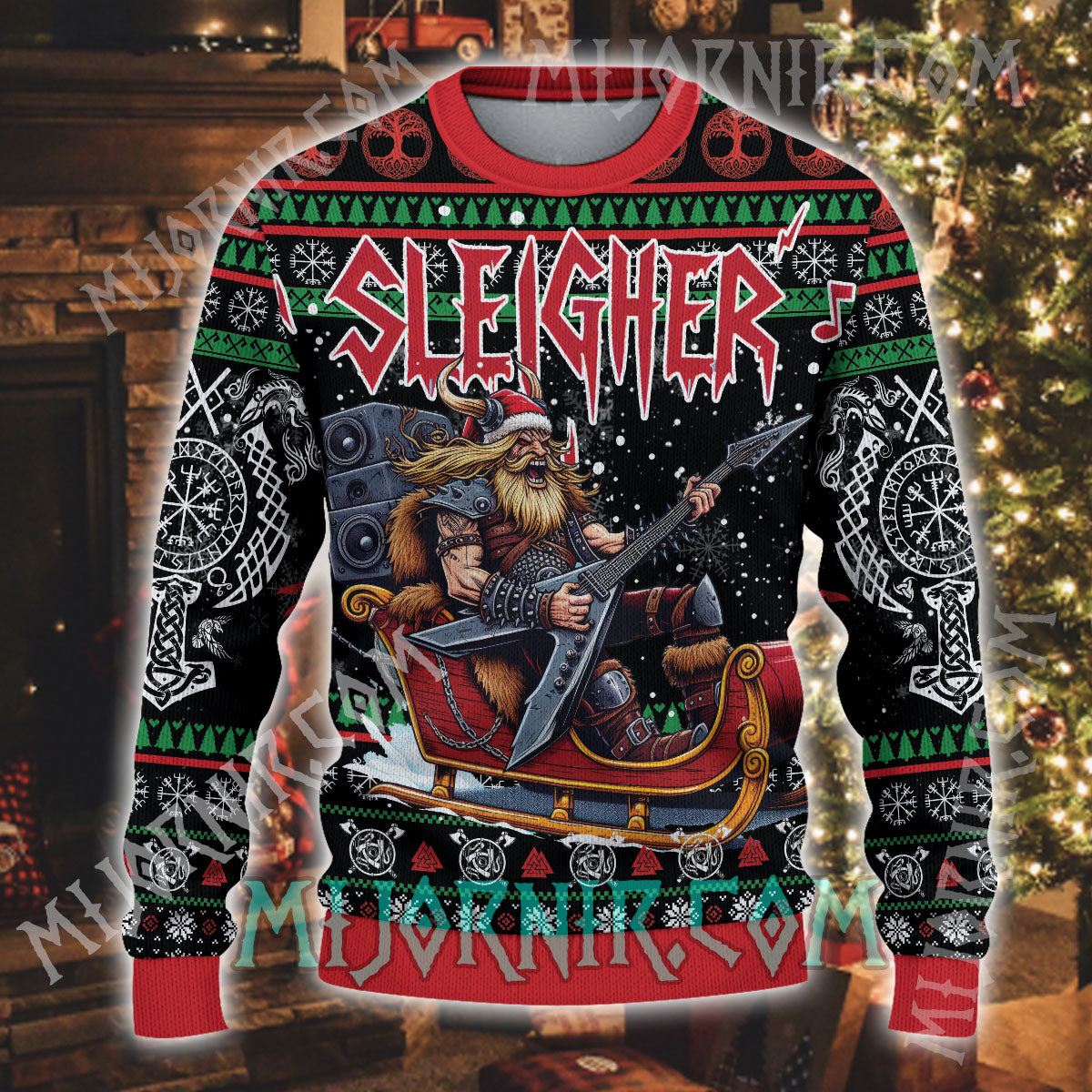 Rocking Sleigh Viking - Viking Ugly Christmas Sweater