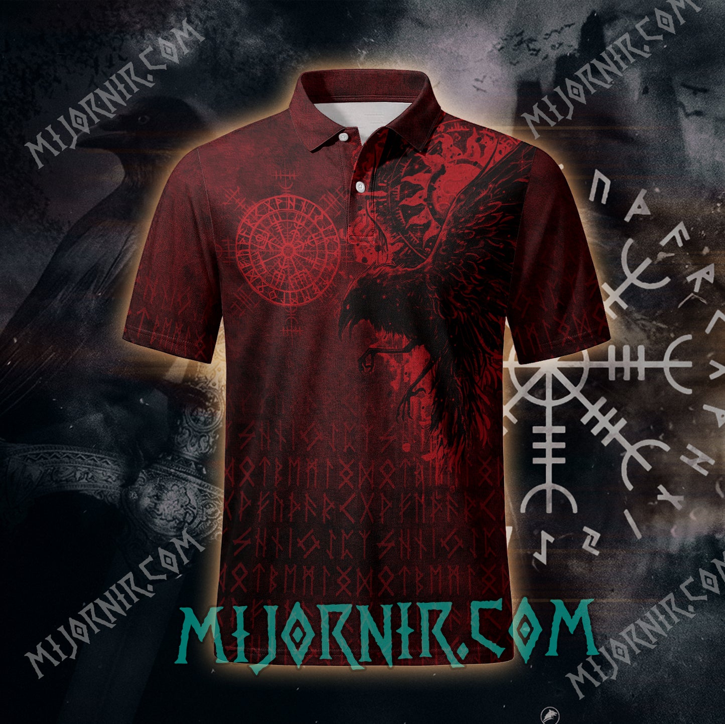 Odin's Raven Ancient Runes Polo shirt