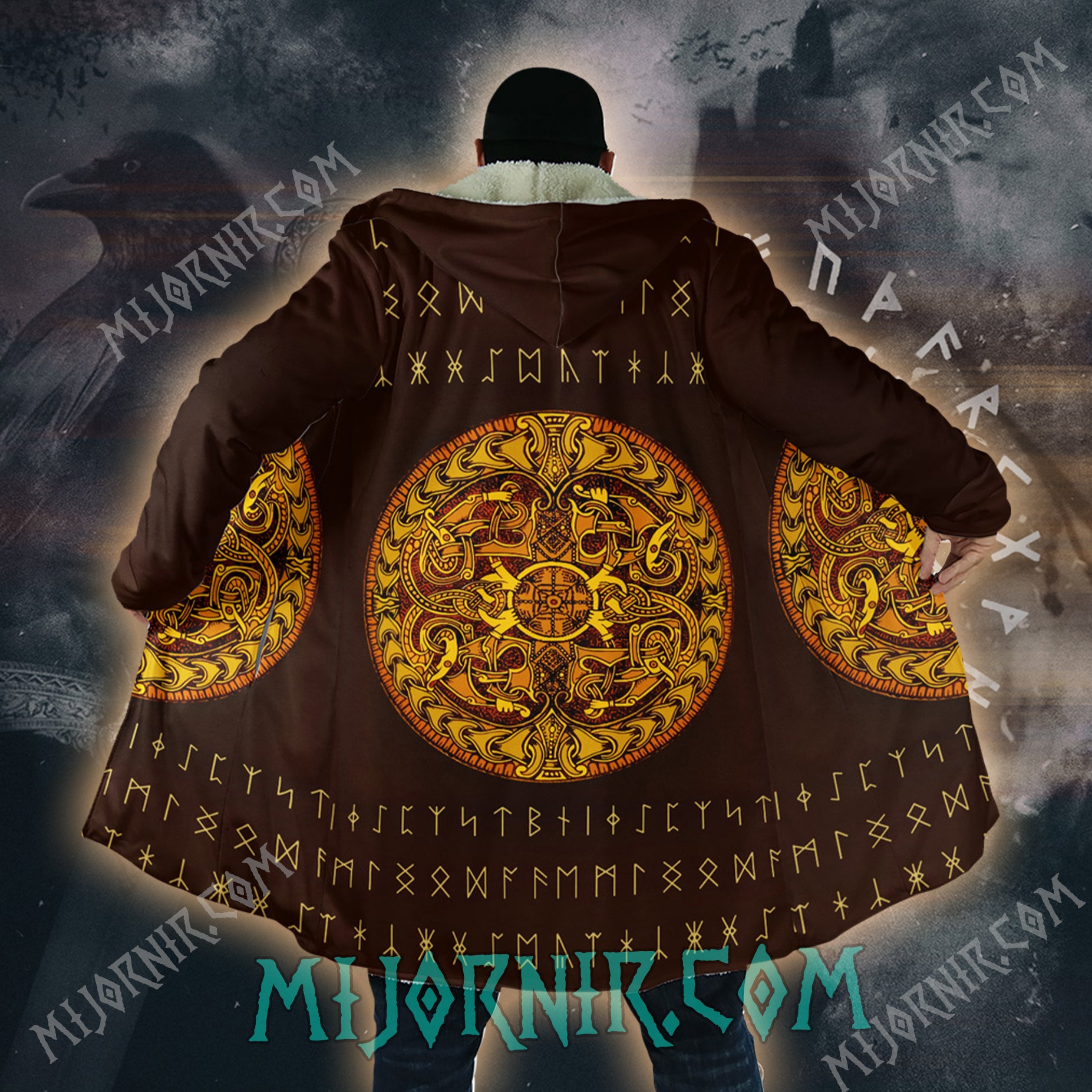 Solar Sigil of Odin - Viking Hooded Cloak