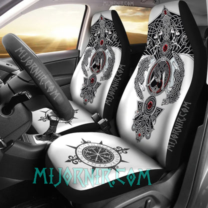 Nordic Wolves Compass - Viking Car Seat Cover