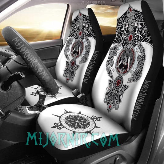 Nordic Wolves Compass - Viking Car Seat Cover