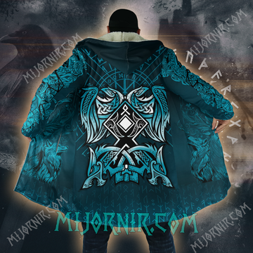 Viking Wolves & Raven - Viking Hooded Cloak