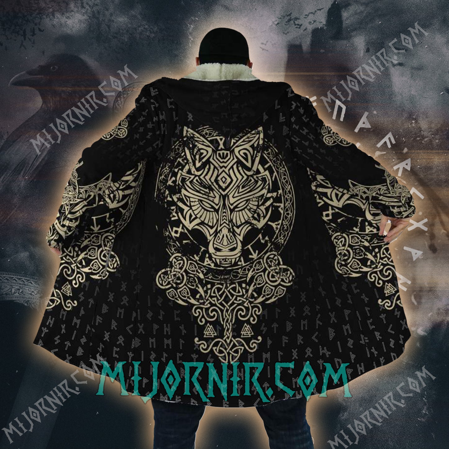 Lunar Wolf - Viking Hooded Cloak