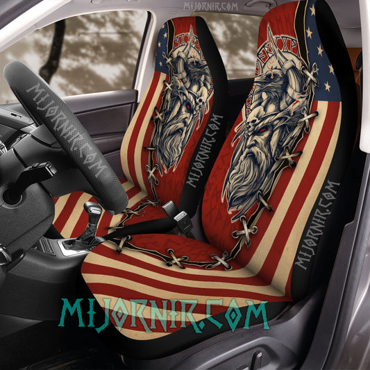 Odin's Gaze Patriotic - Viking Car Seat Cover