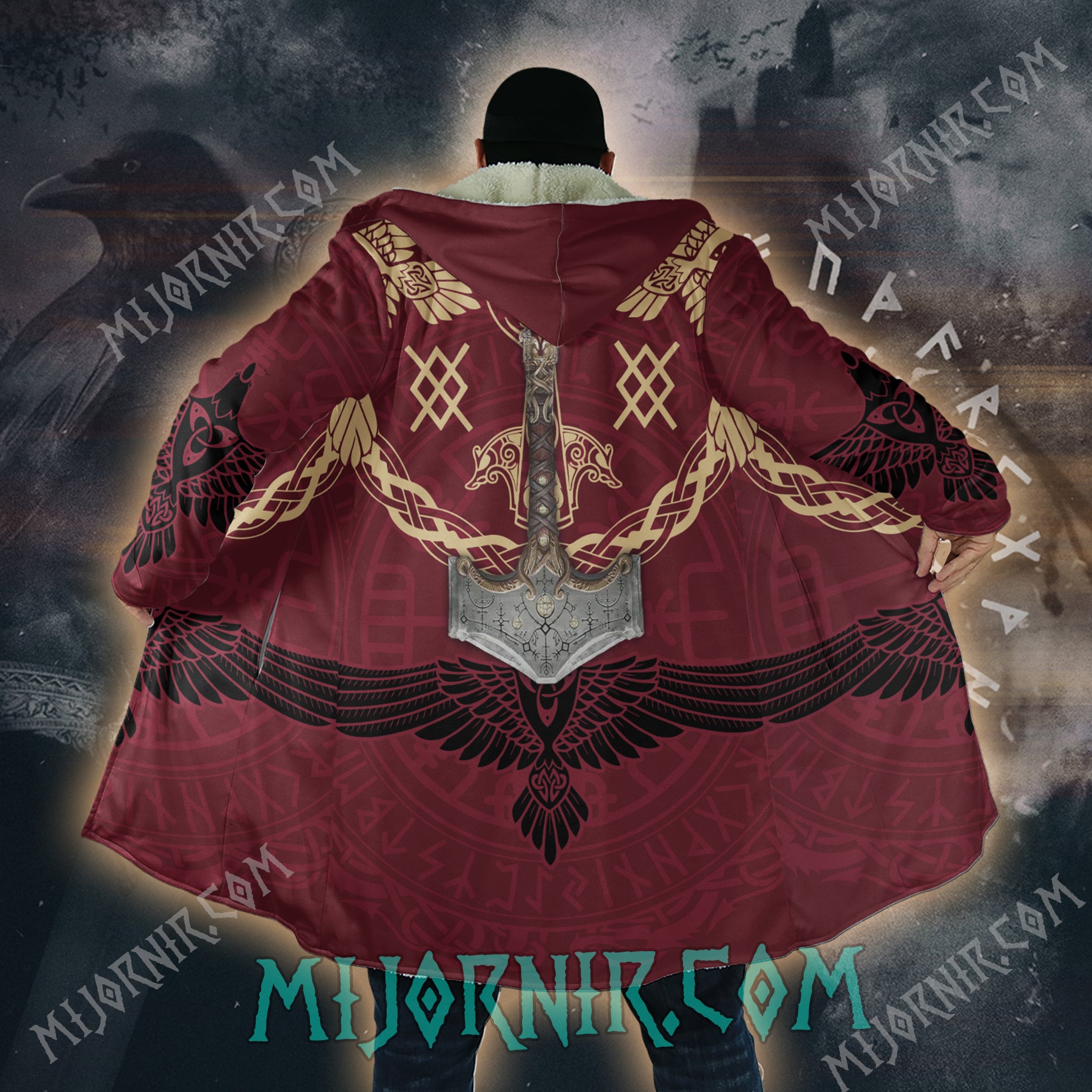 Mjölnir's Honor - Viking Hooded Cloak