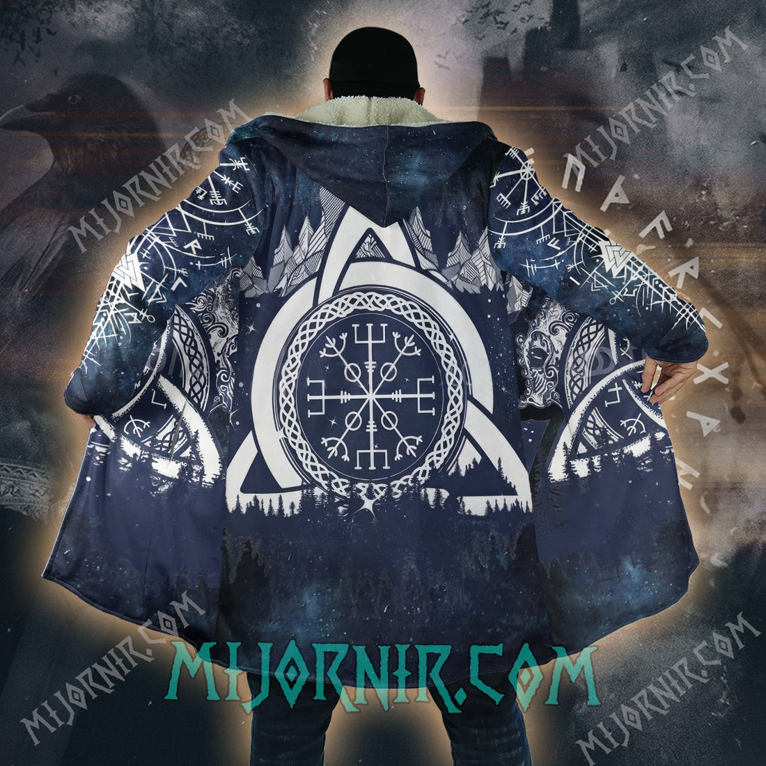 Valknut & Vegvisir - Viking Hooded Cloak