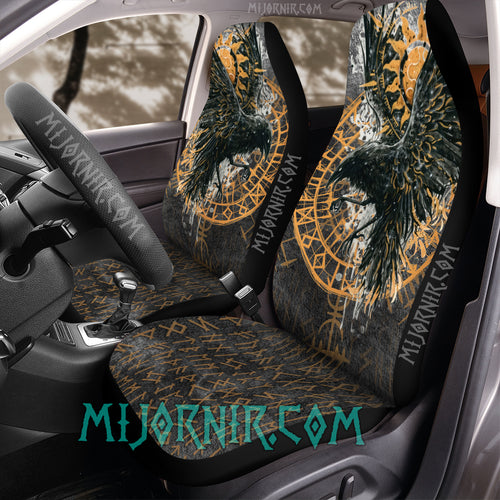 Black Raven of Odin - Viking Car Seat Cover