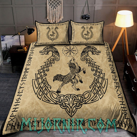 Fenrir's Rune Shield - Viking Duvet Cover