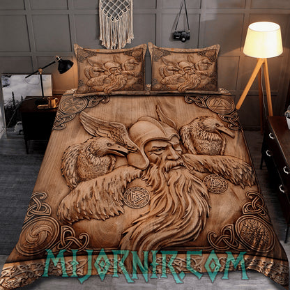 Odin's Wisdom Carved - Viking Duvet Cover