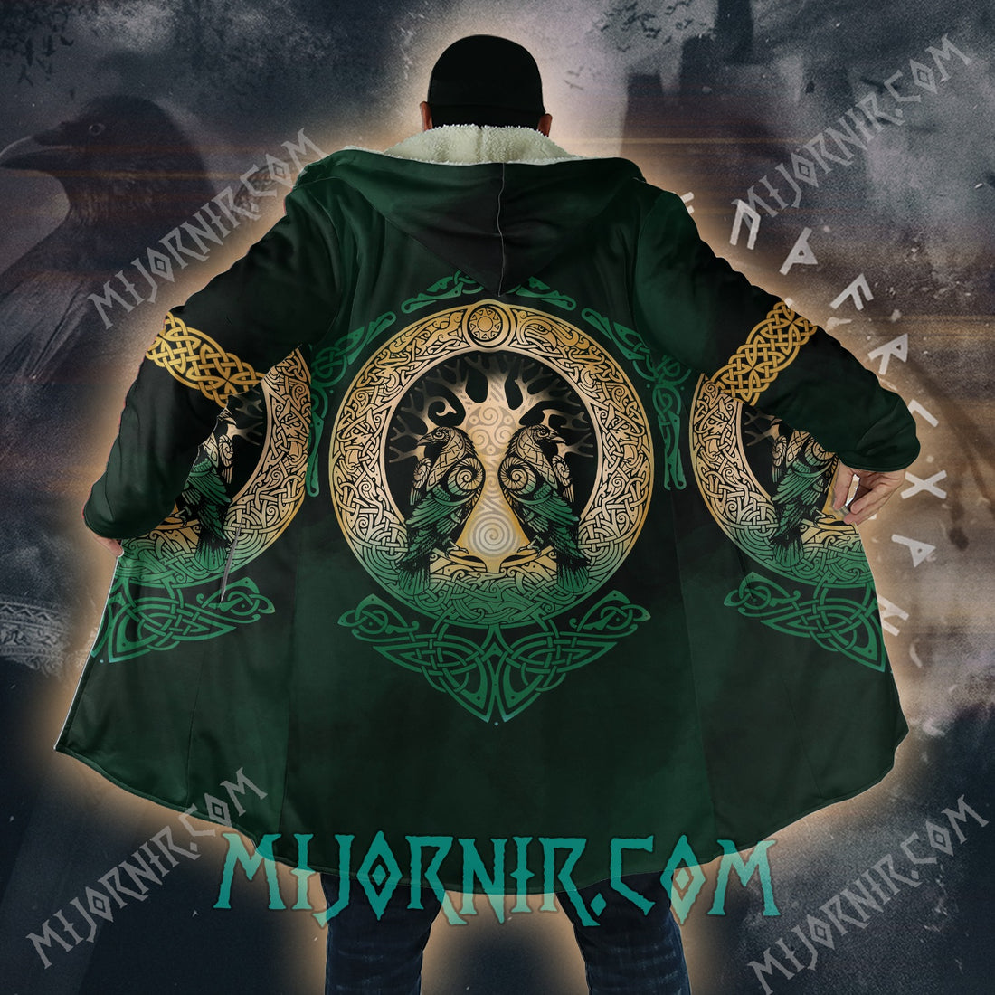 Yggdrasil & Ravens - Viking Hooded Cloak