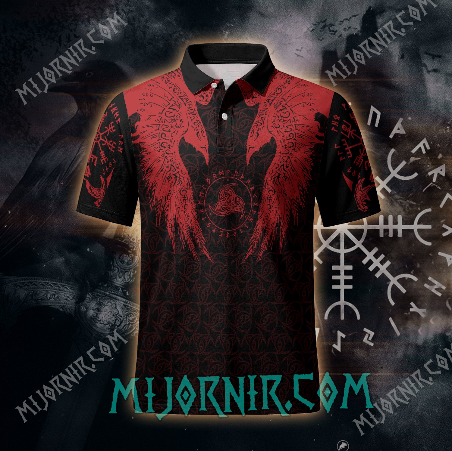 Red Huginn And Muninn - Viking Polo Shirt