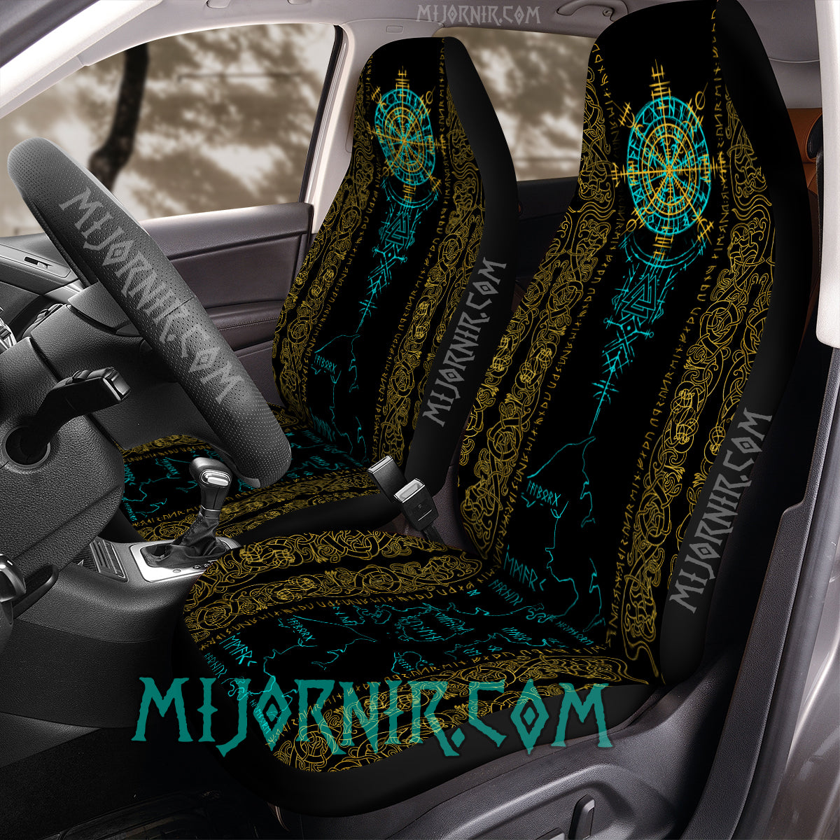 Viking Runes & Vegvisir - Viking Car Seat Cover